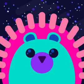 A photo of Wugo, the alien hedgehog and the face of DYRK Print